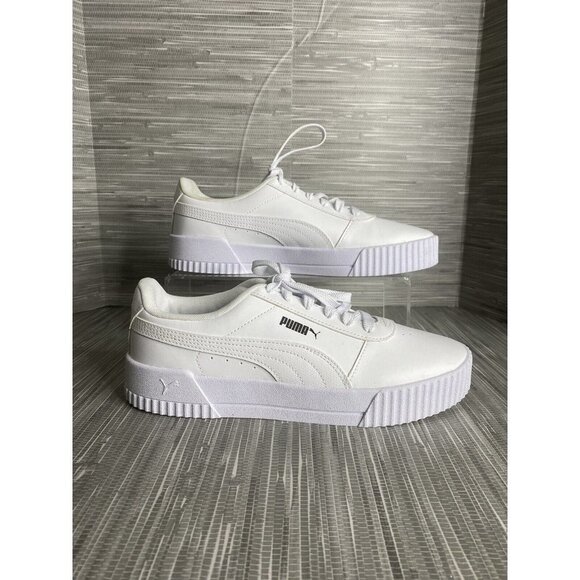 PUMA Womens Carina Court Sneaker Lace Up White‎ Size 9 - Picture 1 of 9